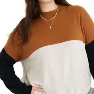 Madewell color block merino wool sweater Large